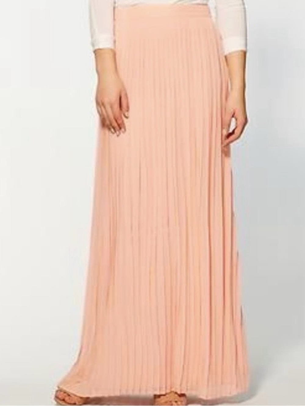 Sabine Pleated Peach Maxi Skirt Lightweight Chiffon Wedding Guest Elegant Medium